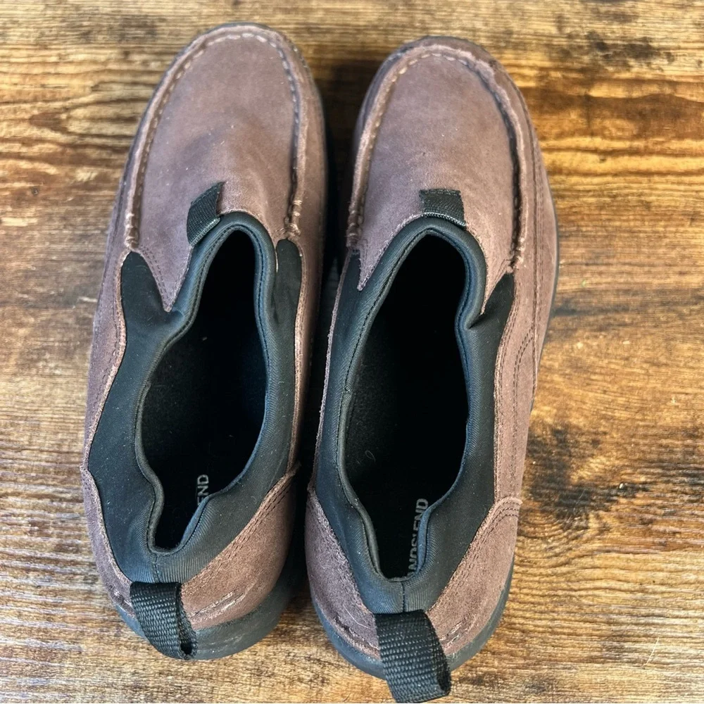 Lands End Suede Shoes Brown Slip On Rugged Sole Casual Men's 8